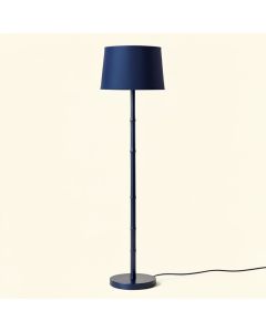 Clay Arc Floor Lamp With A Plain Fabric Shade (synthetic illustration; no displayed measurements)