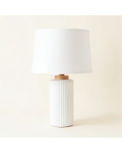 Rowan Bluff Table Lamp With A Plain Fabric Shade - White (synthetic illustration; no displayed measurements)