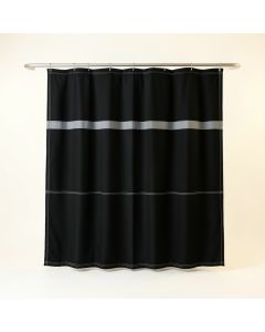 Heath Brook Shower Curtain Hanging Flat From A Plain Rod - Black (synthetic illustration; no displayed measurements)