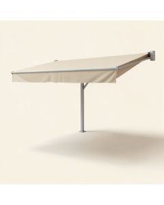 Motorized Retraction Patio Side Awning In Beige (synthetic illustration; no displayed measurements)