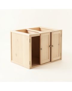 Hill Bridge Empty Furniture-Style Litter Enclosure - Beige (synthetic illustration; no displayed measurements)