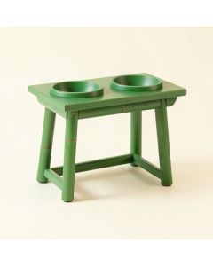Vale Branch Pet Feeding Stand With Two Plain Empty Bowls - Green (synthetic illustration; no displayed measurements)
