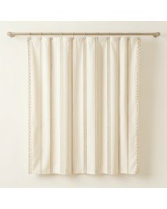 Oak Edge Shower Curtain Hanging Flat From A Plain Rod - Ivory (synthetic illustration; no displayed measurements)
