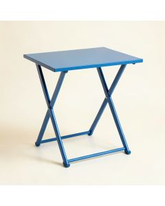 Reed Arc Compact Balcony Table - Blue (synthetic illustration; no displayed measurements)
