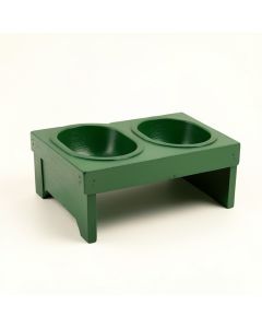 Juniper Dell Pet Feeding Stand With Two Plain Empty Bowls - Green (synthetic illustration; no displayed measurements)