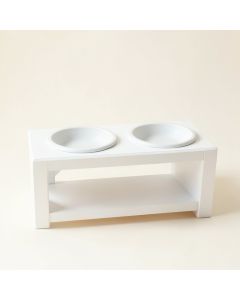 Brook Arc Pet Feeding Stand With Two Plain Empty Bowls (synthetic illustration; no displayed measurements)