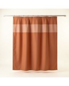 Rowan Bend Shower Curtain Hanging Flat From A Plain Rod - Terracotta (synthetic illustration; no displayed measurements)
