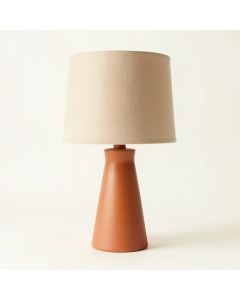 Linden Bend Table Lamp With A Plain Fabric Shade - Terracotta (synthetic illustration; no displayed measurements)
