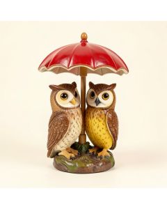 Mother And Baby Owl Under Umbrella Statue (synthetic illustration; no displayed measurements)