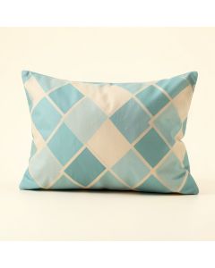 Emerick Geometric Aqua Blue/Beige Lumbar Pillow (synthetic illustration; no displayed measurements)