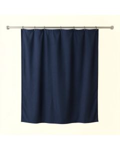Lake Brook Shower Curtain Hanging Flat From A Plain Rod - Navy (synthetic illustration; no displayed measurements)