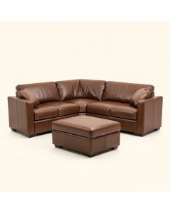 104 '' Wide Faux Leather Right Hand Facing Sofa & Chaise With Ottoman (synthetic illustration; no displayed measurements)