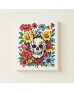 Sugar Skull Daisy - 4 Piece Wrapped Canvas Graphic Art Print Set (synthetic illustration; no displayed measurements)
