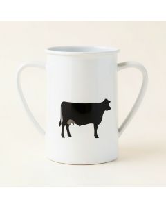 `` Farm Fresh Milk '' With Cow Design White Metal Jug (synthetic illustration; no displayed measurements)