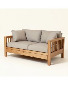 Orlando Teak Patio Sofa With Cushions (synthetic illustration; no displayed measurements)