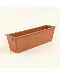 Aspen Crest Empty Railing Planter With Integral Brackets - Terracotta (synthetic illustration; no displayed measurements)