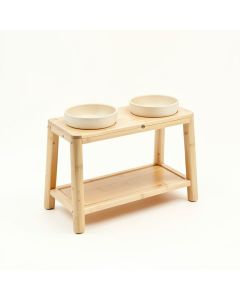 Slate Dell Pet Feeding Stand With Two Plain Empty Bowls - Ivory (synthetic illustration; no displayed measurements)