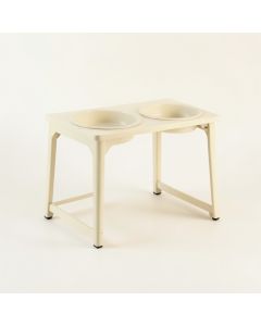 Alder Brook Pet Feeding Stand With Two Plain Empty Bowls - Ivory (synthetic illustration; no displayed measurements)