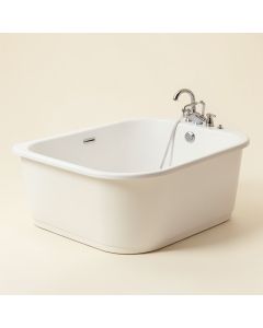 67 '' X 30 '' Freestanding Soaking Fiberglass Bathtub With Faucet (synthetic illustration; no displayed measurements)