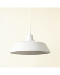 Wren Arc Pendant Light Suspended From One Plain Cable - White (synthetic illustration; no displayed measurements)