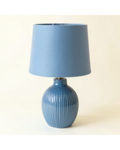 Holly Bluff Table Lamp With A Plain Fabric Shade - Blue (synthetic illustration; no displayed measurements)