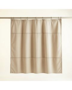 Alder Crest Shower Curtain Hanging Flat From A Plain Rod - Beige (synthetic illustration; no displayed measurements)