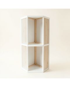 River Arc Narrow Cubby Tower - White (synthetic illustration; no displayed measurements)