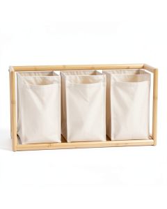 Lake Bridge Laundry Sorting Station With Plain Removable Bags - Beige (synthetic illustration; no displayed measurements)