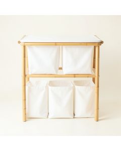 Oak Bridge Laundry Sorting Station With Plain Removable Bags - White (synthetic illustration; no displayed measurements)