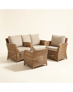 Gutha Outdoor Patio Furniture 3 Piece Rattan Seating Group With Cushions (synthetic illustration; no displayed measurements)