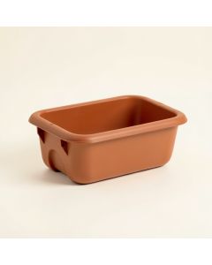 Brook Crest Empty Railing Planter With Integral Brackets - Terracotta (synthetic illustration; no displayed measurements)