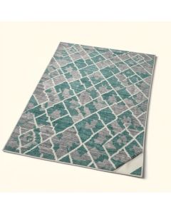Berryville Geometric Gray/Teal Indoor/Outdoor Area Rug (synthetic illustration; no displayed measurements)