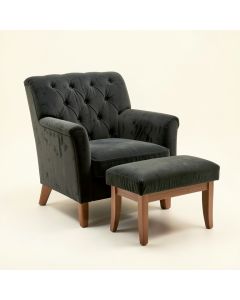 Zena 28.75 '' Wide Tufted Velvet Armchair And Ottoman (synthetic illustration; no displayed measurements)