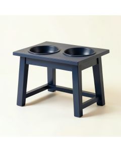 Fern Crest Pet Feeding Stand With Two Plain Empty Bowls - Navy (synthetic illustration; no displayed measurements)