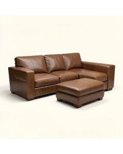 Adcock Faux Leather Right Hand Facing Sofa & Chaise With Ottoman (synthetic illustration; no displayed measurements)