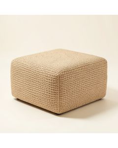 Benny Zona Hand Woven 100 % Cotton 18-Inch Pouf Ottoman , Natural (synthetic illustration; no displayed measurements)