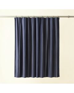 Hazel Bend Shower Curtain Hanging Flat From A Plain Rod - Navy (synthetic illustration; no displayed measurements)