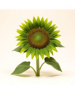 12 Inch Green Sunflower With Leaves (synthetic illustration; no displayed measurements)