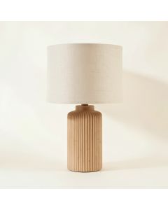 Oak Brook Table Lamp With A Plain Fabric Shade - Beige (synthetic illustration; no displayed measurements)