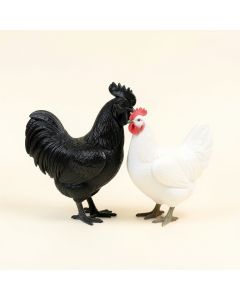 2 Piece Felan Sittng Rooster And Hen Figurine Set (synthetic illustration; no displayed measurements)