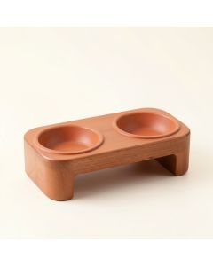 Cliff Arc Pet Feeding Stand With Two Plain Empty Bowls (synthetic illustration; no displayed measurements)
