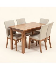 Lavertue 5 - Piece Rubberwood Solid Wood Dining Set (synthetic illustration; no displayed measurements)