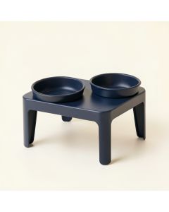 Sage Crest Pet Feeding Stand With Two Plain Empty Bowls - Navy (synthetic illustration; no displayed measurements)