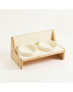 Heath Edge Pet Feeding Stand With Two Plain Empty Bowls - Cream (synthetic illustration; no displayed measurements)