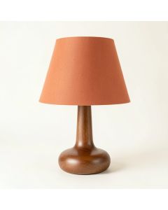 Olive Crest Table Lamp With A Plain Fabric Shade - Terracotta (synthetic illustration; no displayed measurements)