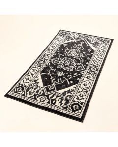 Rhodes Geometric Black/Charcoal/White Area Rug (synthetic illustration; no displayed measurements)