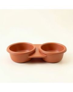 Cedar Crest Pet Feeding Stand With Two Plain Empty Bowls - Terracotta (synthetic illustration; no displayed measurements)