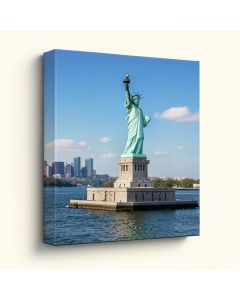 Panoramic Low Angle View Of A Statue Of Liberty (synthetic illustration; no displayed measurements)