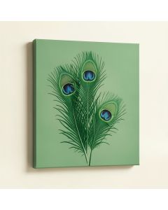 Two Peacock Feathers Print On Canvas (synthetic illustration; no displayed measurements)