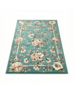 Rowley Floral Teal/Beige/Ivory Indoor / Outdoor Rug (synthetic illustration; no displayed measurements)